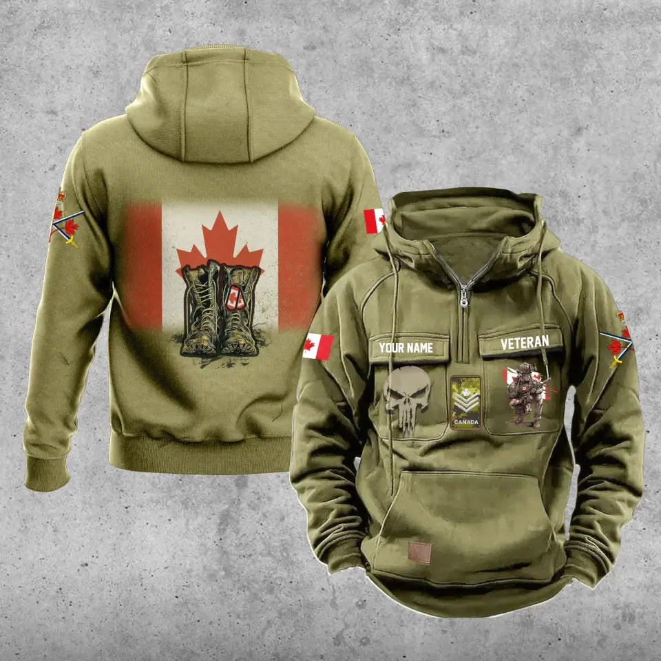 Personalized Canada Soldier/Veteran With Rank And Name Vintage Hoodie All Over Printed - 17203968