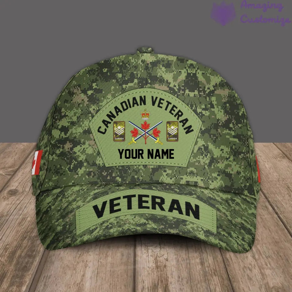 Personalized Rank And Name 
Canada Soldier/Veterans Camo Baseball Cap - 30052402QA