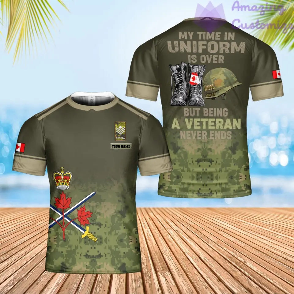 Personalized Canada Soldier/ Veteran Camo With Name And Rank T-Shirt 3D Printed - 16920576