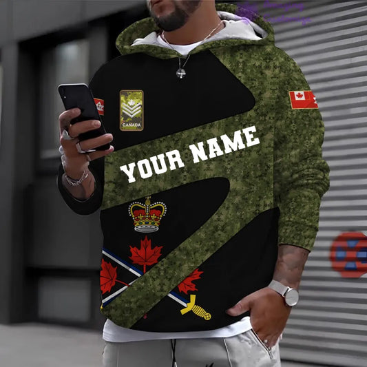 Personalized Canada Soldier/ Veteran Camo With Name And Rank Hoodie 3D Printed - 17065728