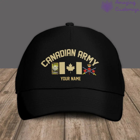 Personalized Rank And Name Canadian Soldier/Veterans Camo Baseball Cap Gold Version - 1407230001