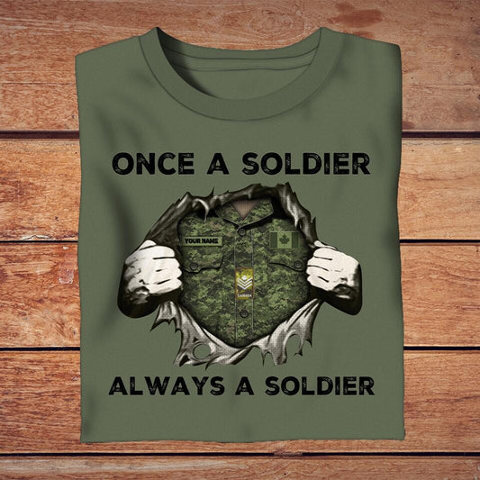 Personalized Canada Solider/ Veteran Camo With Name And Rank T-Shirt - Once A Soldier Always A Soldier - 1676246401