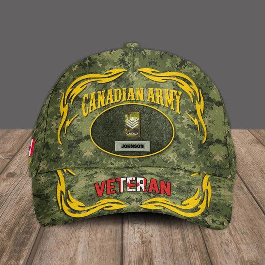 Personalized Rank And Name Canadian Soldier/Veterans Camo Baseball Cap - 1670976003