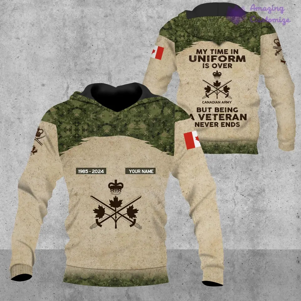 Personalized Canada Soldier/Veteran Camo with Name, Year and Rank Hoodie All Over Printed - 17200512