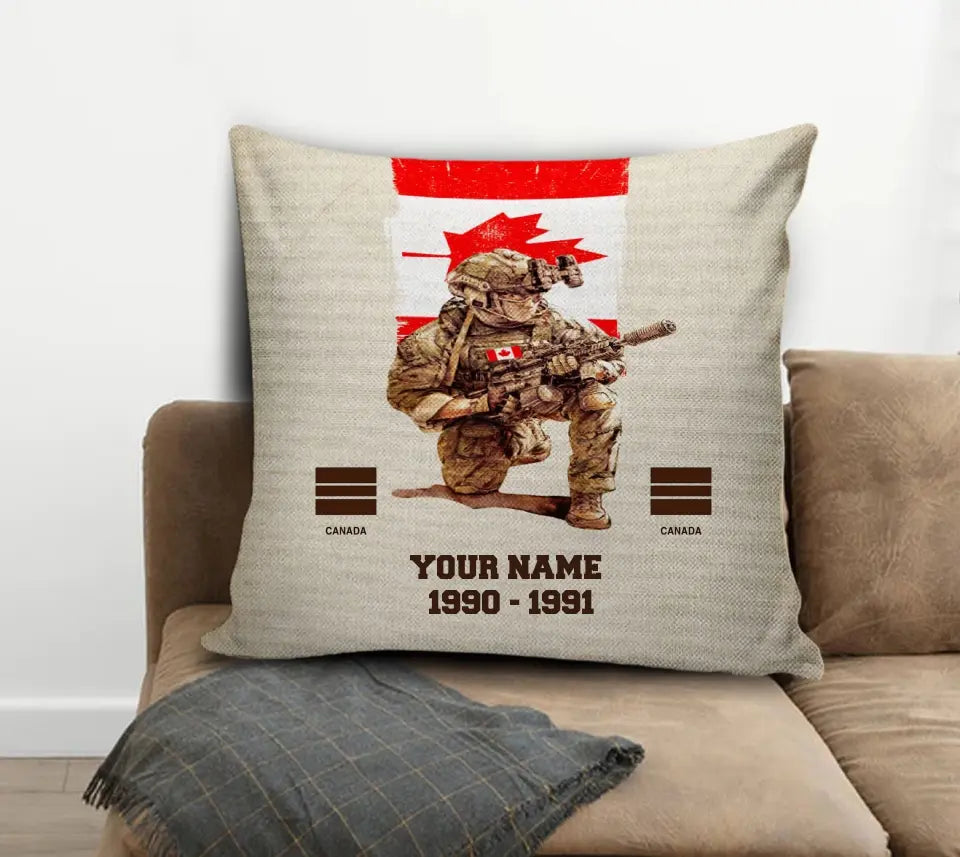 Personalized Canada Soldier/ Veteran With Name, Year And Rank Pillow 3D Printed - 17199648