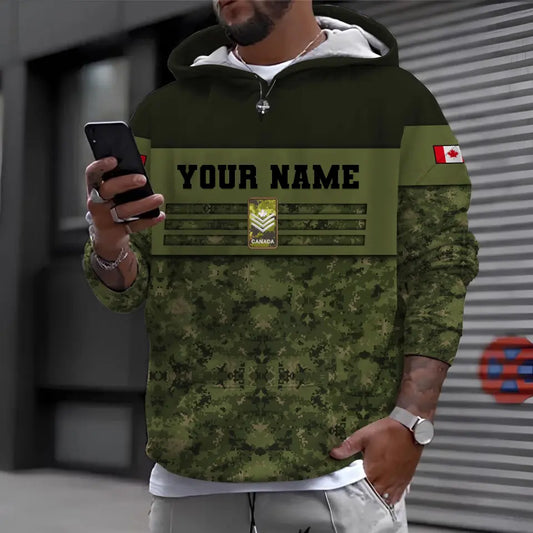 Personalized Canadian Soldier/ Veteran Camo With Name And Rank Hoodie 3D Printed - 17019936