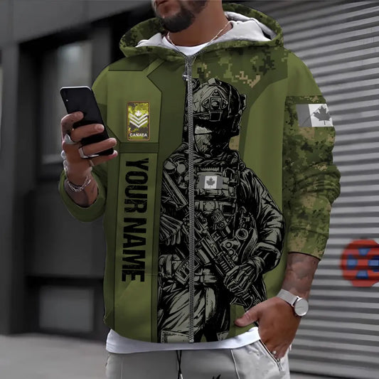 Personalized Canada Soldier/ Veteran Camo With Name And Rank Hoodie 3D Printed - 16963776