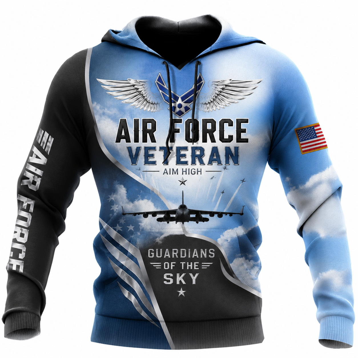 U.S. Air Force Veteran Service All Over Print Hoodie - 1779037207