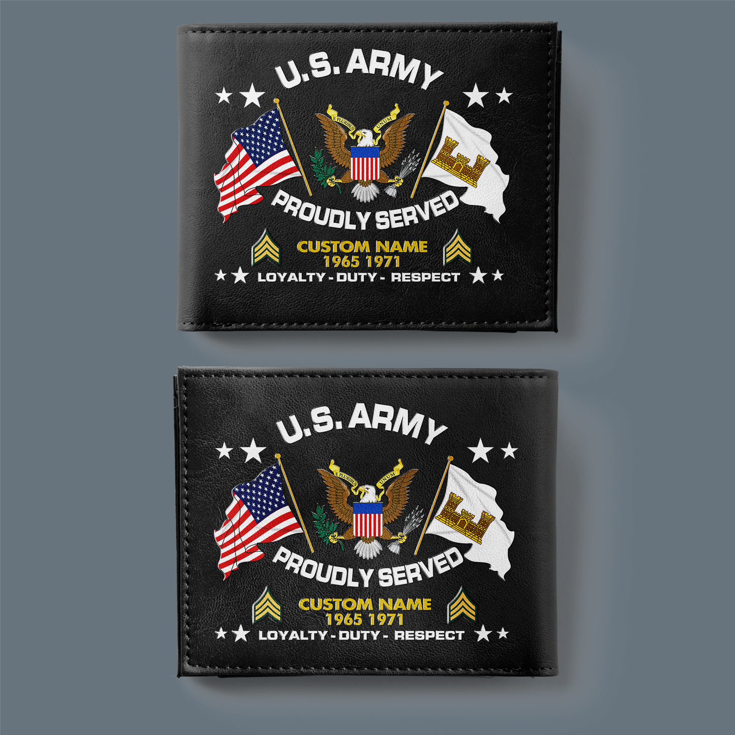 Army Branch - Personalized US Soldier/ Veteran With Rank, Year And Name Leather Wallet - 1775692802