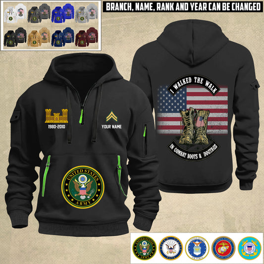 Army Branch - Personalized US Soldier/ Veteran With Name And Rank Zip Hoodie Multicolor - 17349984