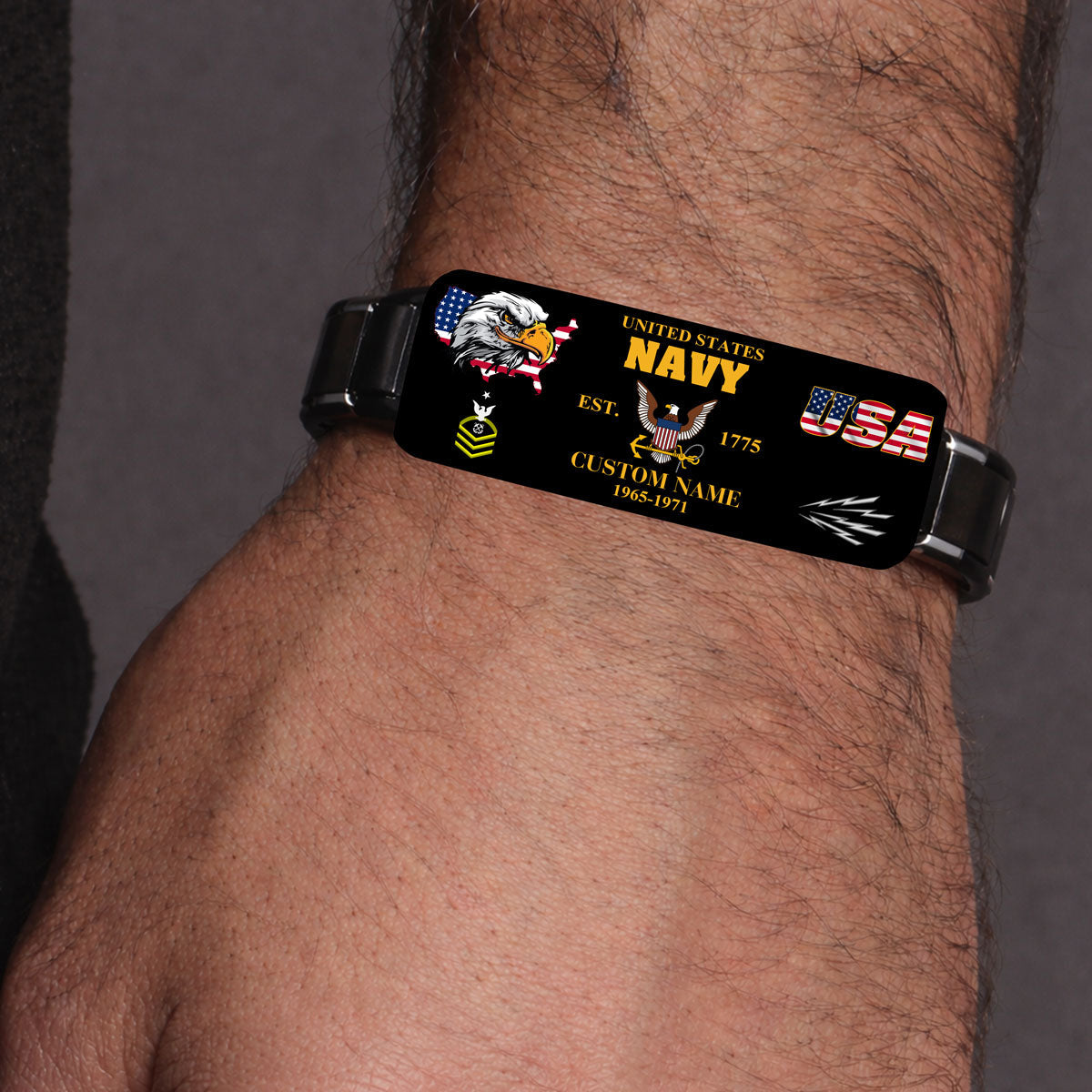 Navy Rating - Personalized US Soldier/ Veteran With Rank, Name And Year Bracelet - 1776124802