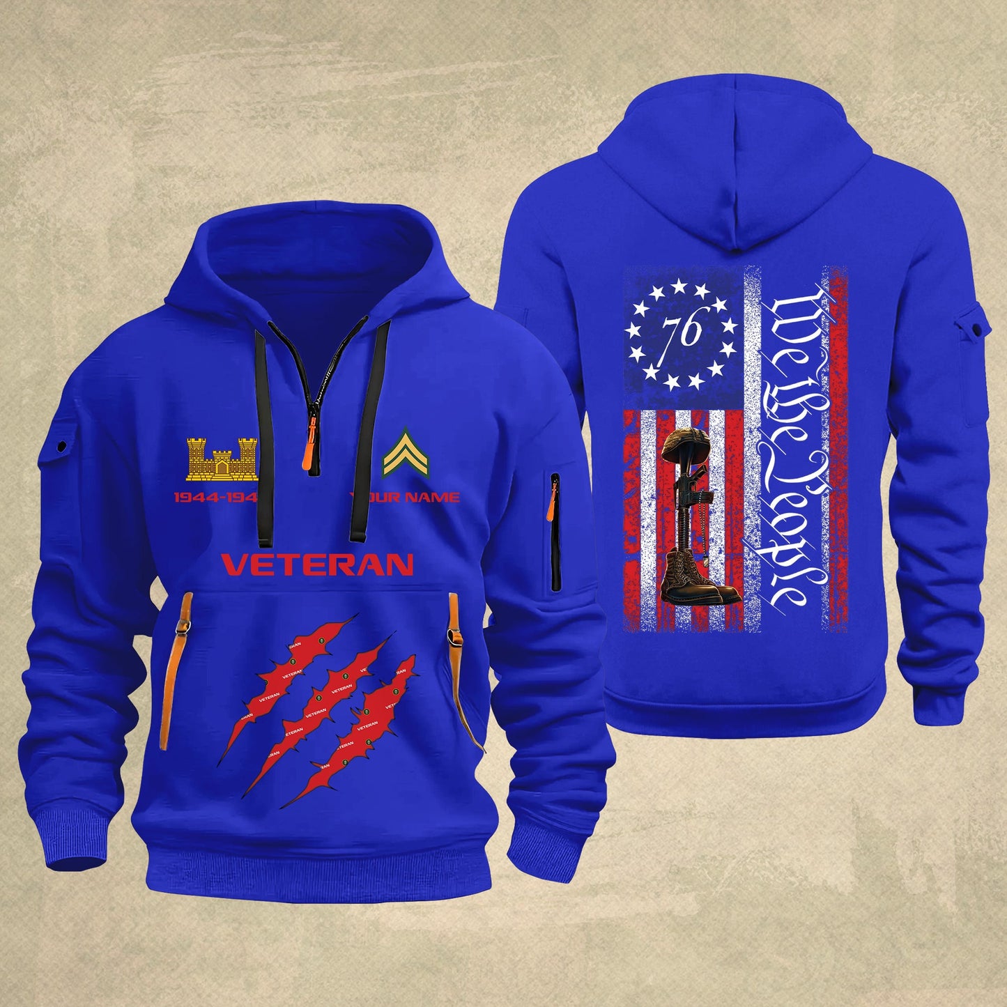Army Branch - Personalized We The People 250th USA Zip Hoodie Multicolor – Custom Military Branch, 1776–2026, Custom Name - 17690400