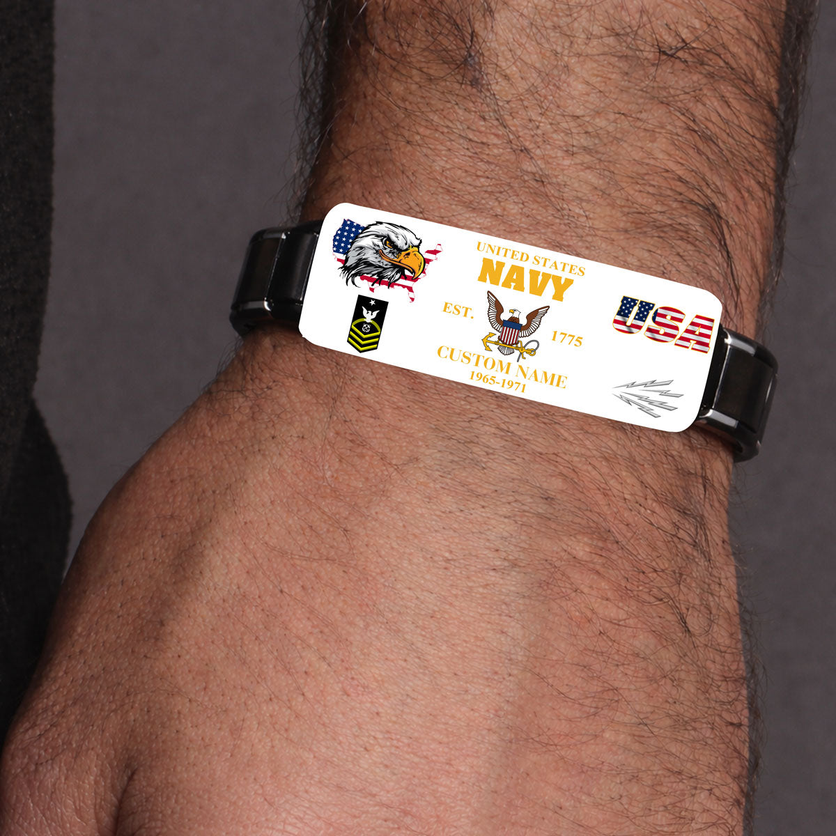 Navy Rating - Personalized US Soldier/ Veteran With Rank, Name And Year Bracelet - 1776124802