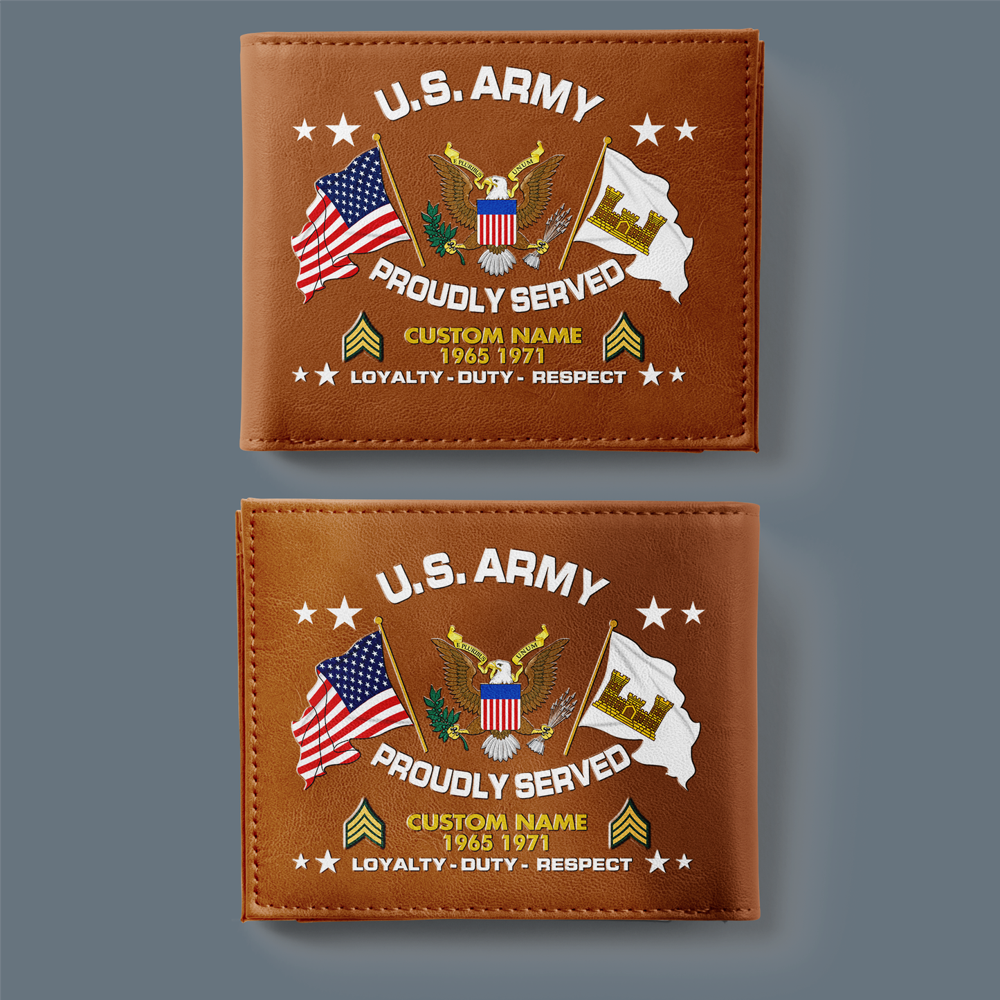 Army Branch - Personalized US Soldier/ Veteran With Rank, Year And Name Leather Wallet - 1775692802