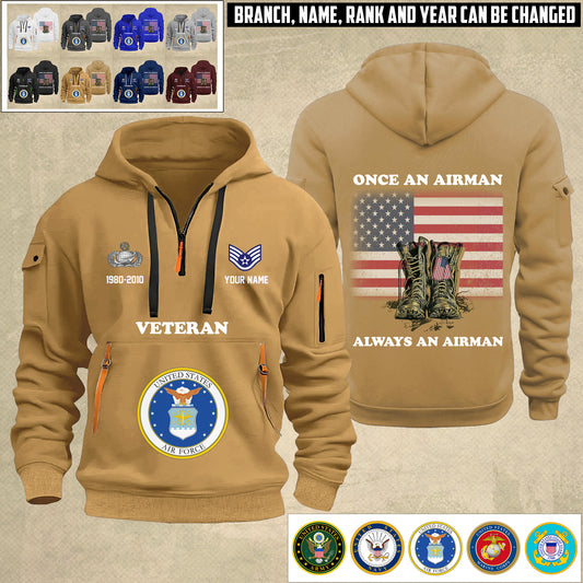 Air Force Badge - Personalized US Soldier/ Veteran With Name And Rank Zip Hoodie Multicolor - 17044128