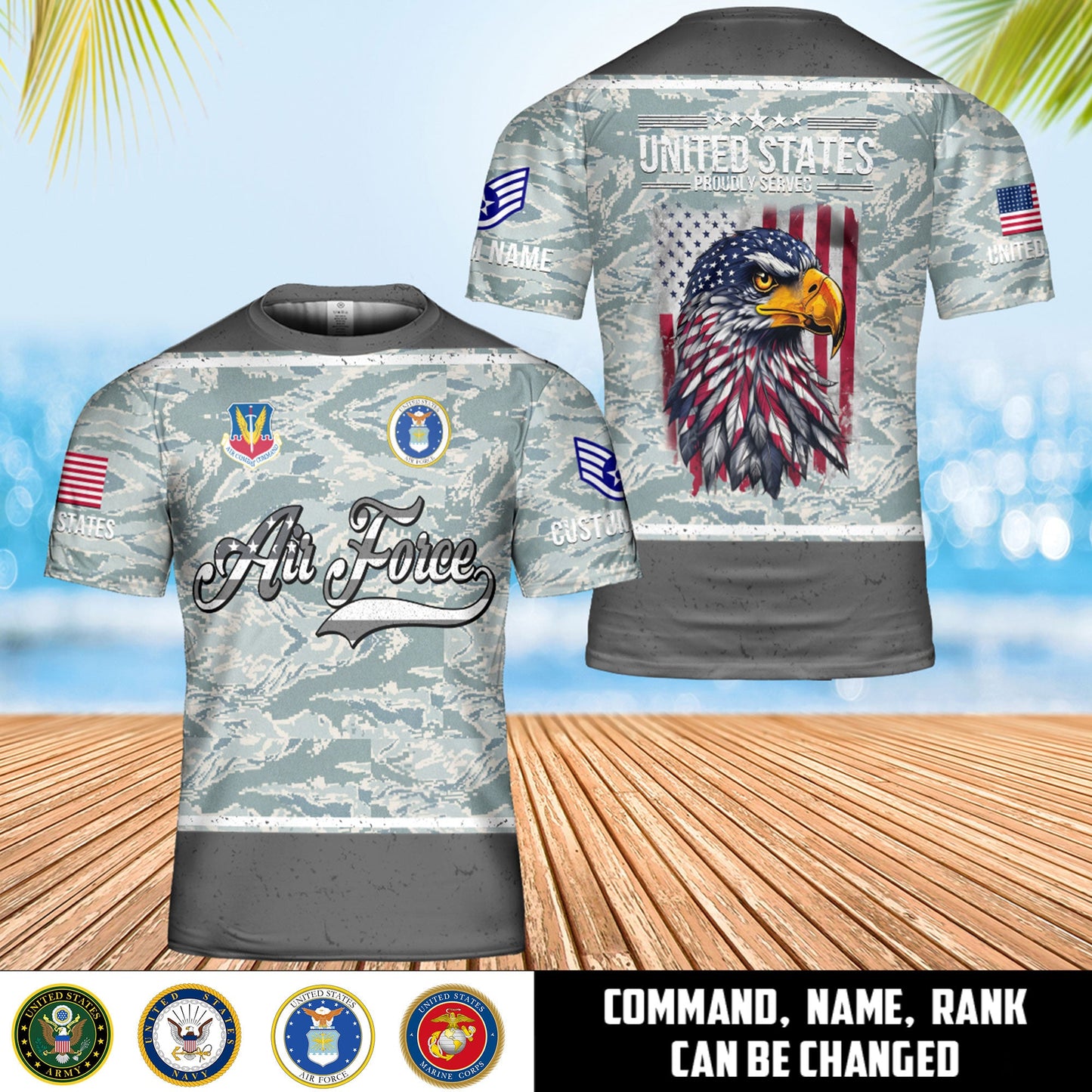 Air Force Command - Personalized US Soldier/Veteran Camo with Rank, Name & Year T-Shirt All Over Printed - 17757792