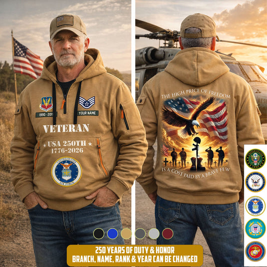 Air Force Command - The High Price Of Freedom 250th USA – Personalized Military Zip Hoodie Multicolor - 17702496