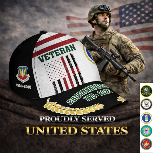 Air Force Command - Personalized Veteran 250th USA Classic Cap, 250th Anniversary Military Branch Cap, Custom Name Unit Rank - 17704224