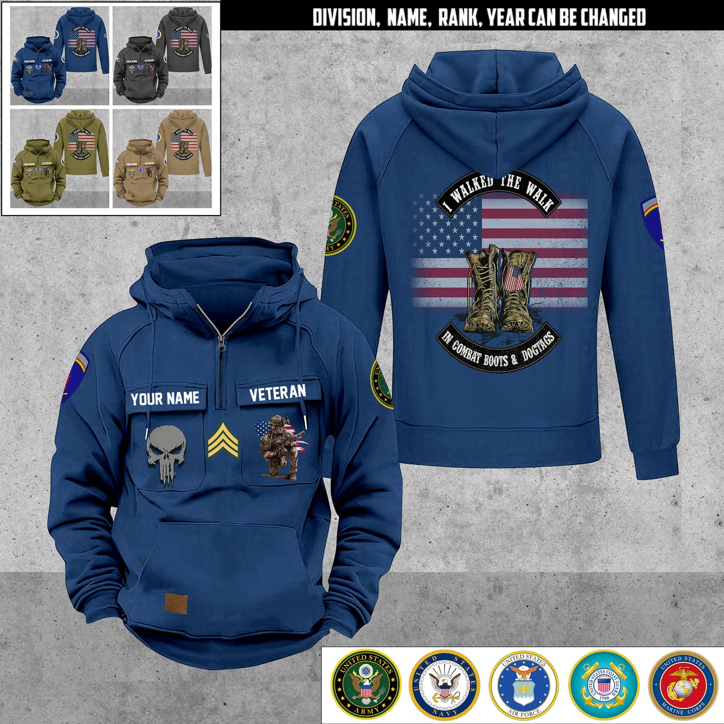 Army Division - Personalized US Soldier/ Veteran Vintage Hoodie All Over Printed - 17494272