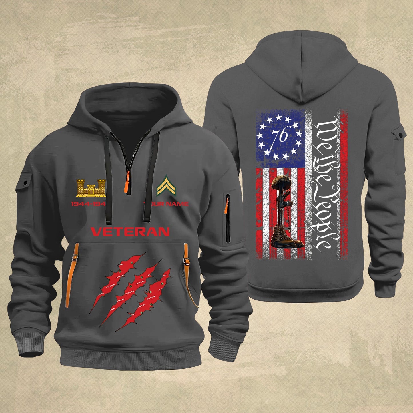 Army Branch - Personalized We The People 250th USA Zip Hoodie Multicolor – Custom Military Branch, 1776–2026, Custom Name - 17690400