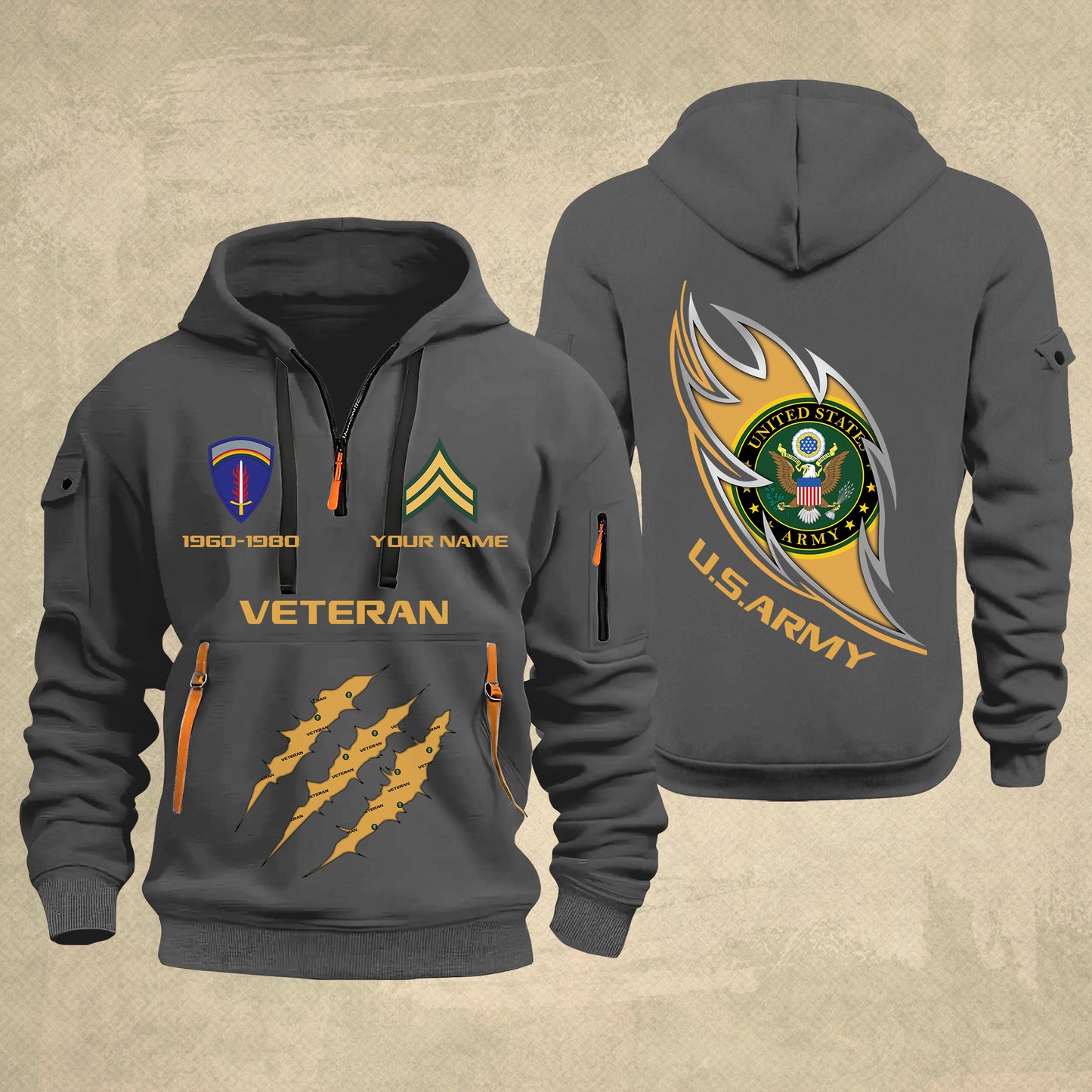 Army Division  - Personalized US Soldier/ Veteran With Name And Rank Zip Hoodie Multicolor - 17361216