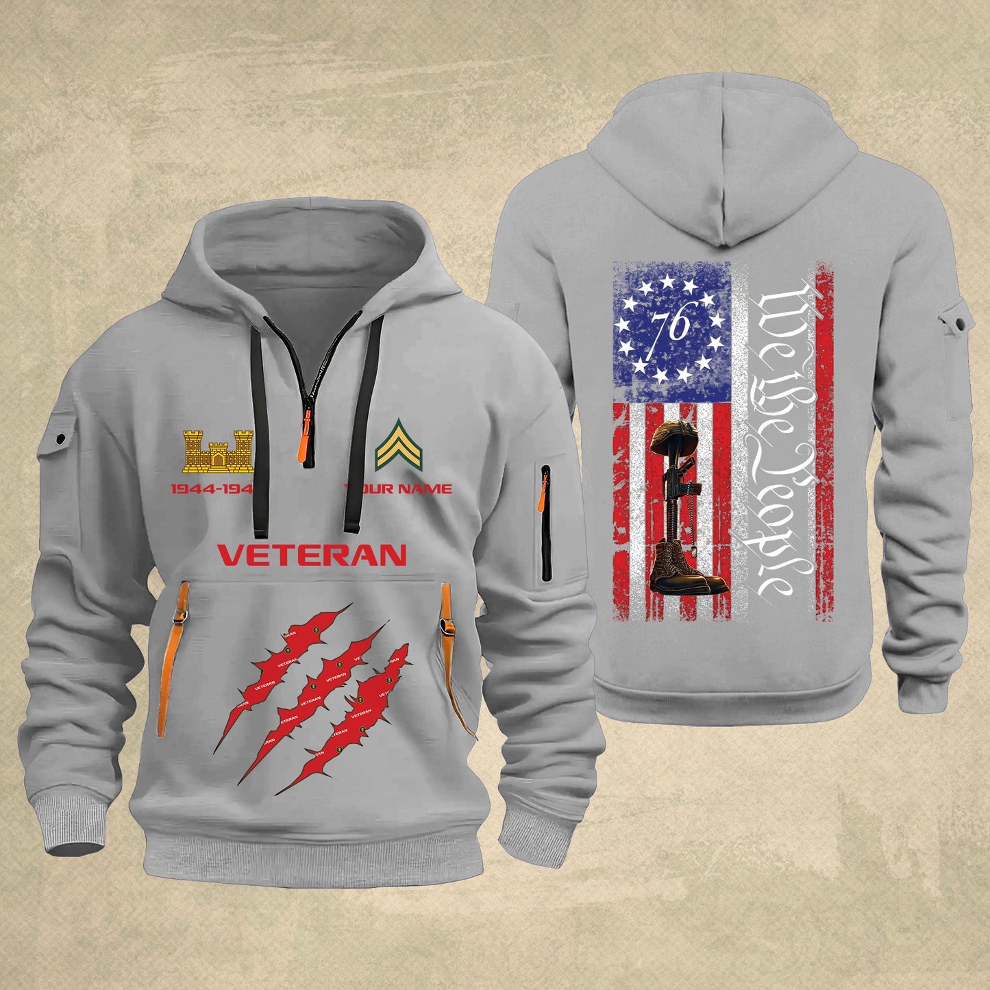 Army Branch - Personalized We The People 250th USA Zip Hoodie Multicolor – Custom Military Branch, 1776–2026, Custom Name - 17690400