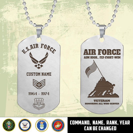 Air Force Command - Personalized US Soldier/Veteran with Rank, Name & Year Dog Tag Necklace - 17761248