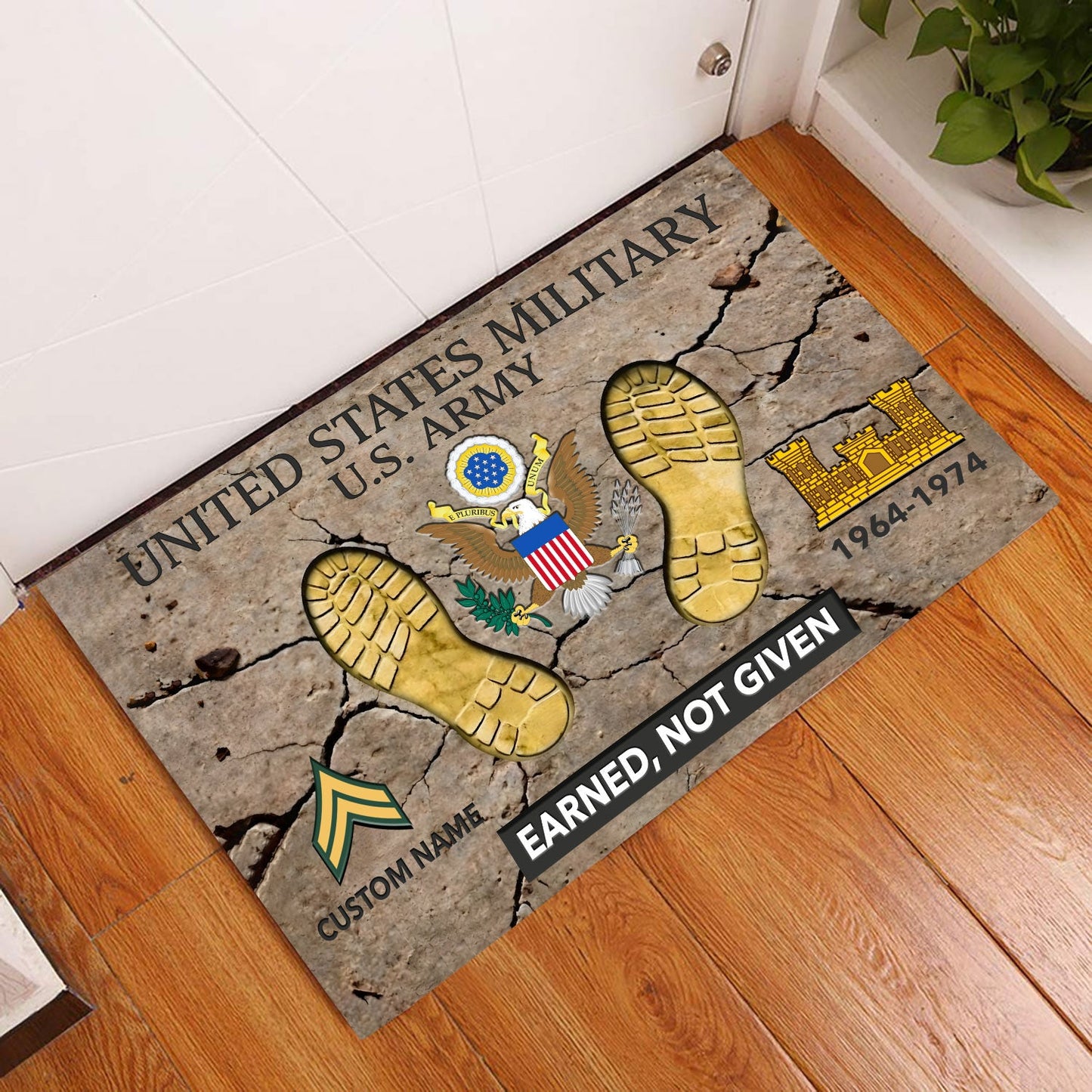 Army Branch - Personalized US Soldier/ Veteran Camo With Rank, Name and Year Doormat 3D Printed - 1776297603