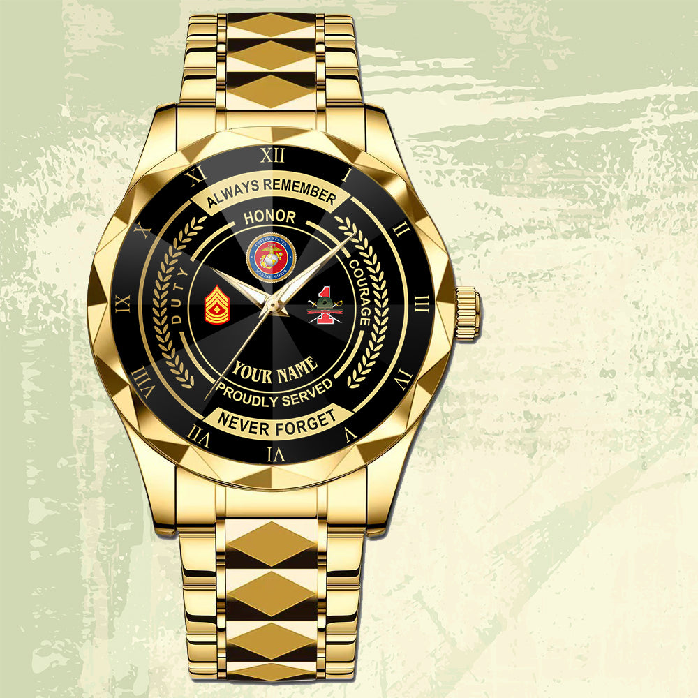 Marines Battalions - Personalized US Soldier/ Veteran Rank And Name Gentleman Crystal Metal Watch - 17447616