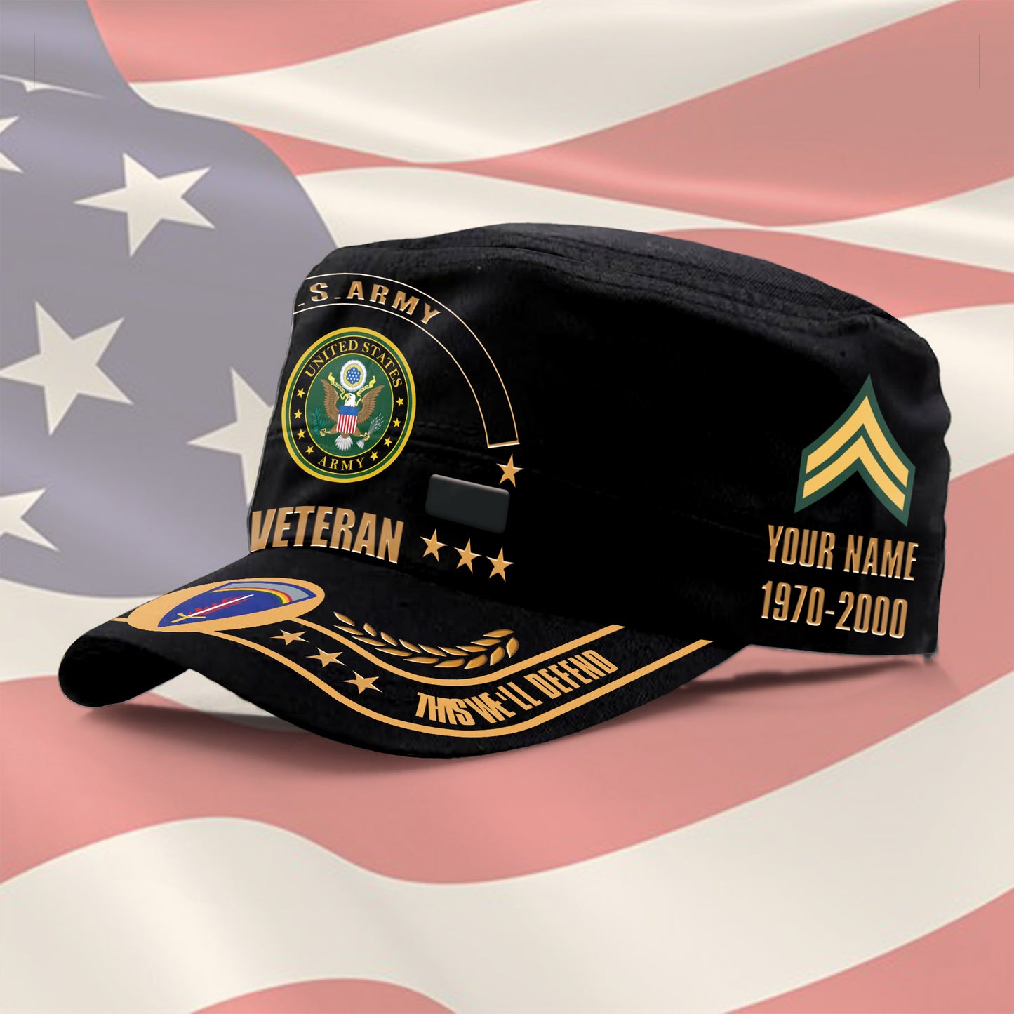 Army Division  - Personalized US Soldier/ Veteran With Name, Rank And Year Military Cap - 17400960