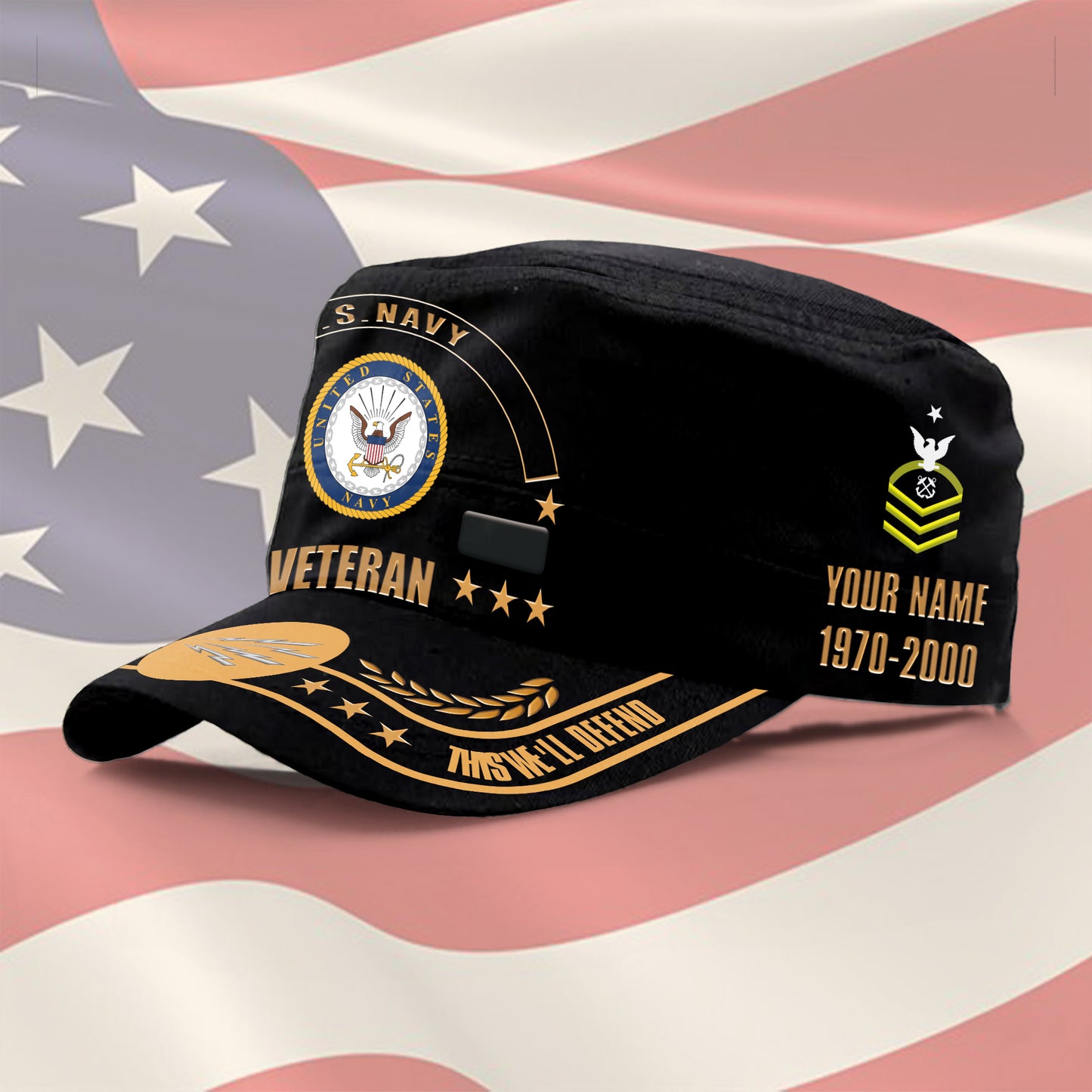 Navy Rating - Personalized US Soldier/ Veteran With Name, Rank And Year Military Cap - 17400960