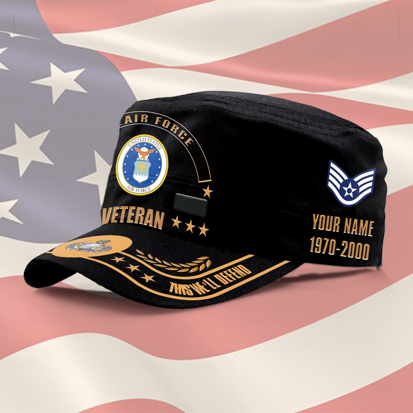 Air Force Badge - Personalized US Soldier/ Veteran With Name, Rank And Year Military Cap - 17400960