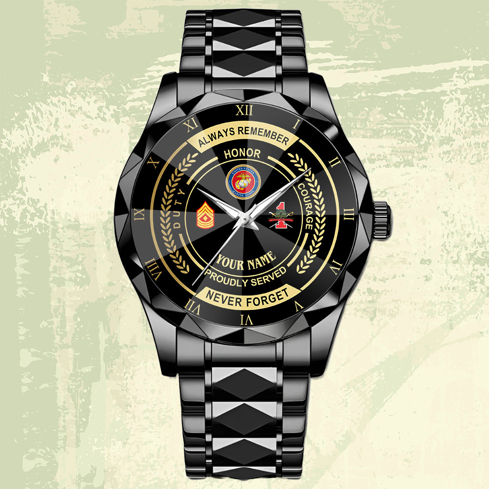 Marines Battalions - Personalized US Soldier/ Veteran Rank And Name Gentleman Crystal Metal Watch - 17447616