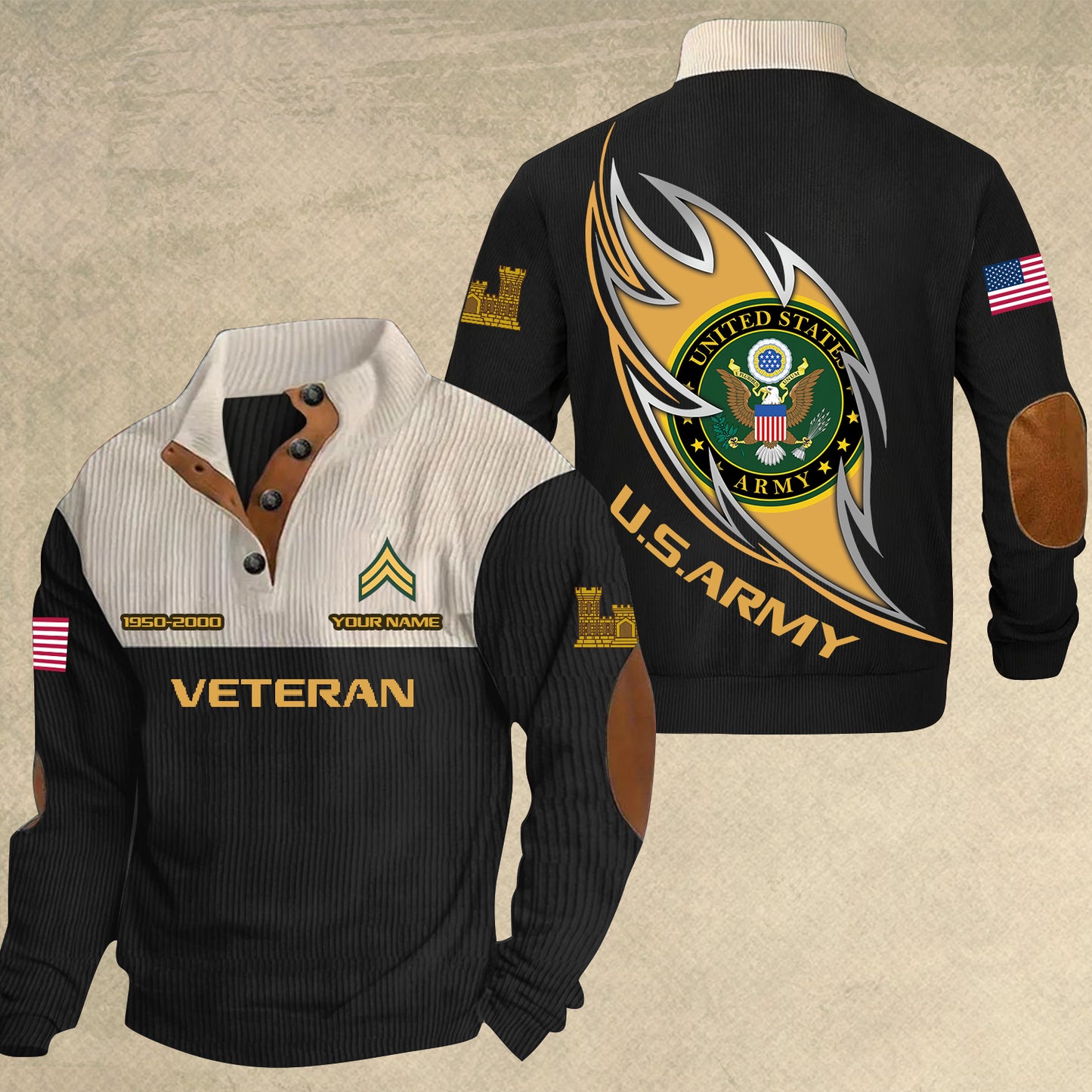 Army Branch - Personalized US Soldier/ Veteran With Name, Year And Rank Sports Sweatshirt - 17410464