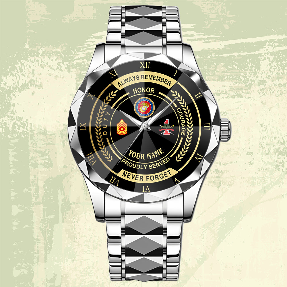 Marines Battalions - Personalized US Soldier/ Veteran Rank And Name Gentleman Crystal Metal Watch - 17447616