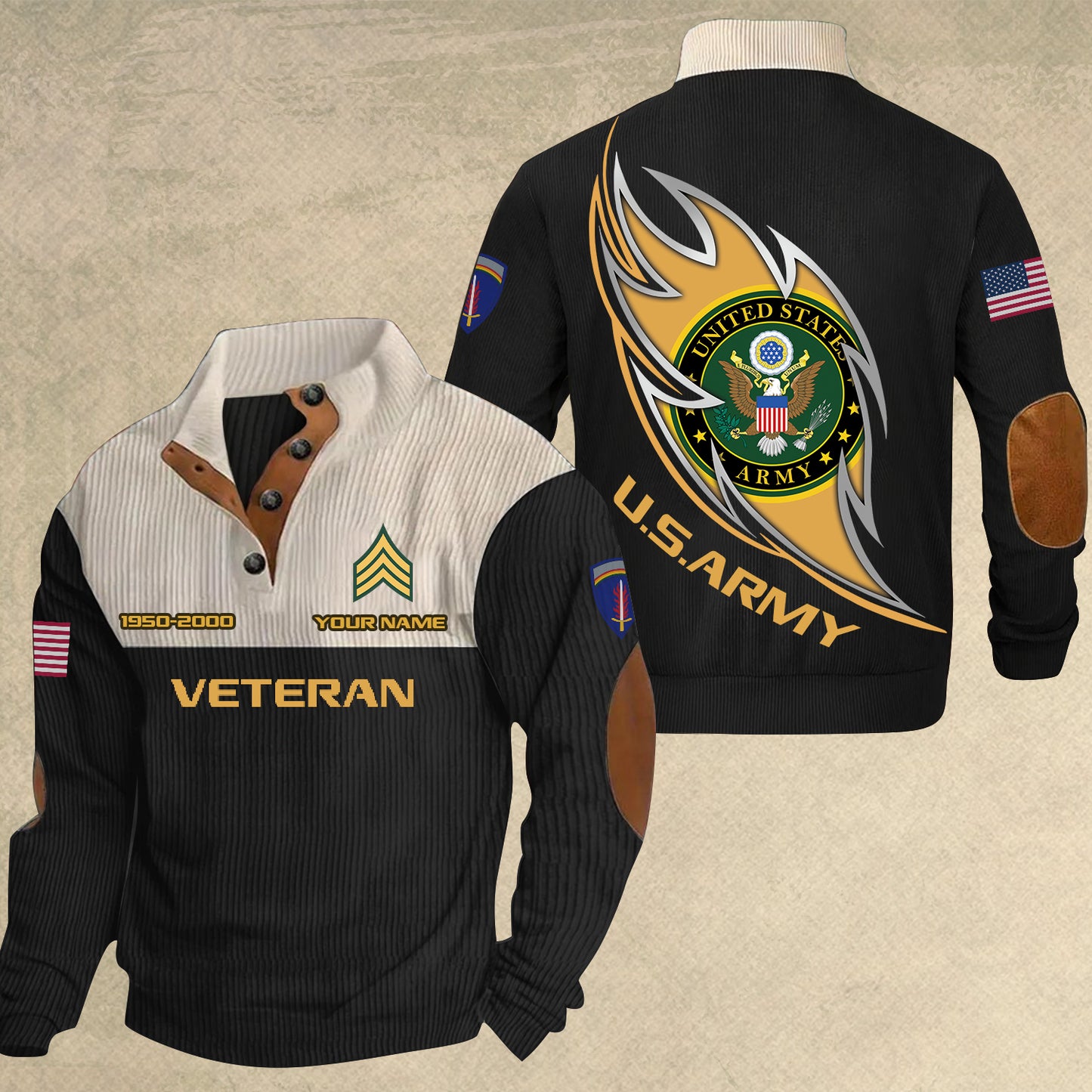 Army Division - Personalized US Soldier/ Veteran With Name, Year And Rank Sports Sweatshirt - 17410464