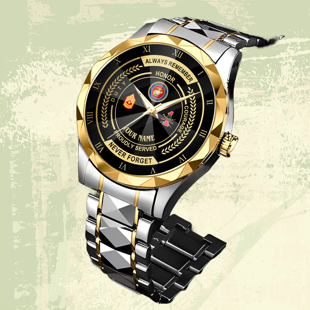 Marines Battalions - Personalized US Soldier/ Veteran Rank And Name Gentleman Crystal Metal Watch - 17447616
