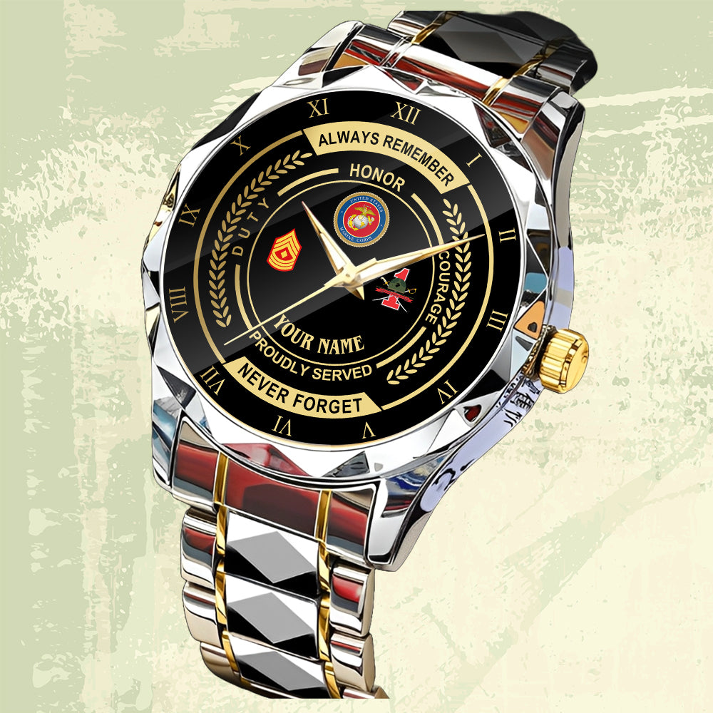Marines Battalions - Personalized US Soldier/ Veteran Rank And Name Gentleman Crystal Metal Watch - 17447616