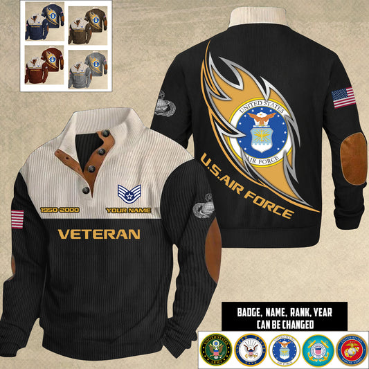 Air Force Badge - Personalized US Soldier/ Veteran With Name, Year And Rank Sports Sweatshirt - 17410464