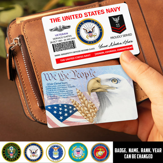 Navy Badge - Personalized US Soldier/ Veteran Aluminum Wallet Card - 17490816