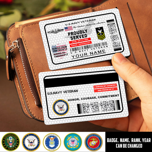 Navy Badge - Personalized US Soldier/ Veteran Aluminum Wallet Card - 17488224