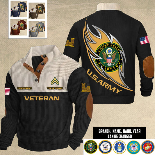 Army Branch - Personalized US Soldier/ Veteran With Name, Year And Rank Sports Sweatshirt - 17410464