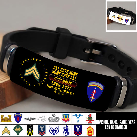 Army Division - Personalized US Soldier/ Veteran With Rank, Name And Year Bracelet - 17453664