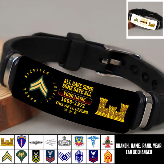 Army Branch - Personalized US Soldier/ Veteran With Rank, Name And Year Bracelet - 17453664