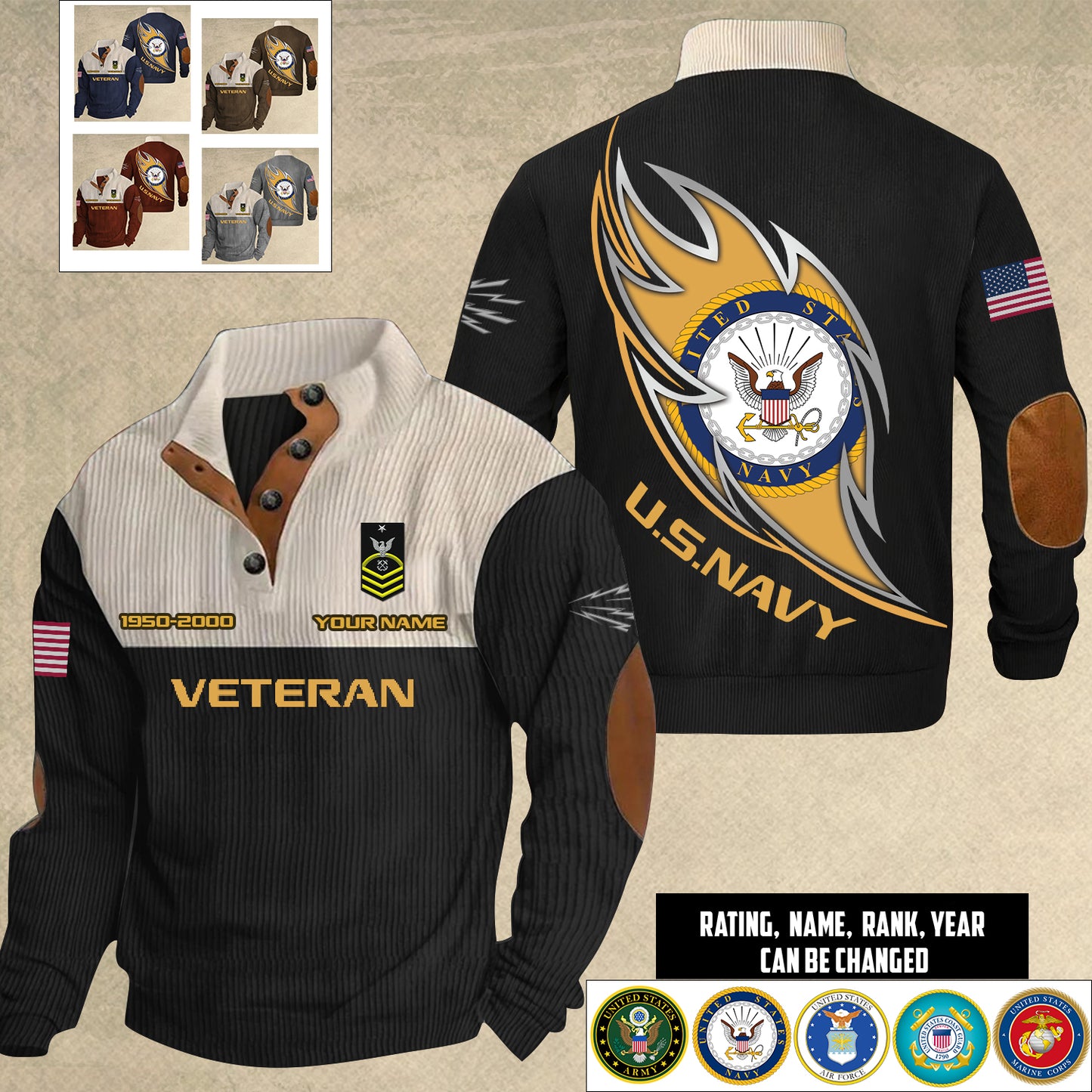 Navy Rating - Personalized US Soldier/ Veteran With Name, Year And Rank Sports Sweatshirt - 17410464