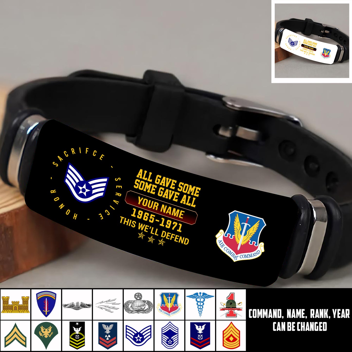 Air Force Command - Personalized US Soldier/ Veteran With Rank, Name And Year Bracelet - 17453664