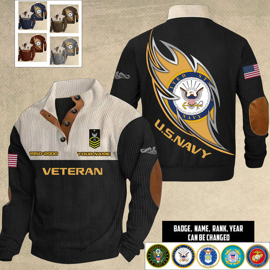 Navy Badge - Personalized US Soldier/ Veteran With Name, Year And Rank Sports Sweatshirt - 17410464