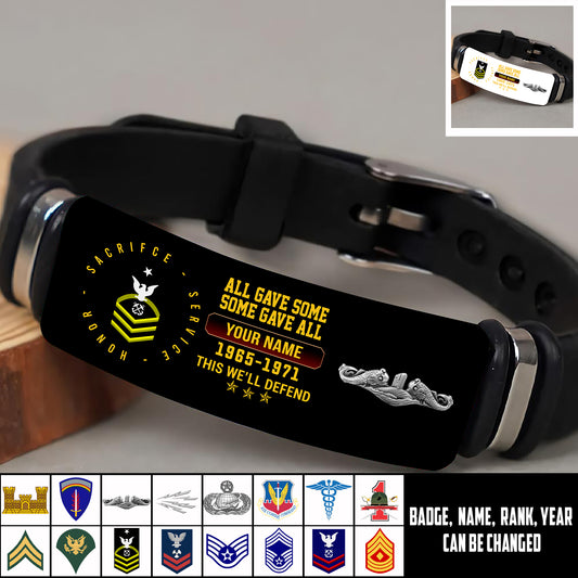 Navy Badge - Personalized US Soldier/ Veteran With Rank, Name And Year Bracelet - 17453664