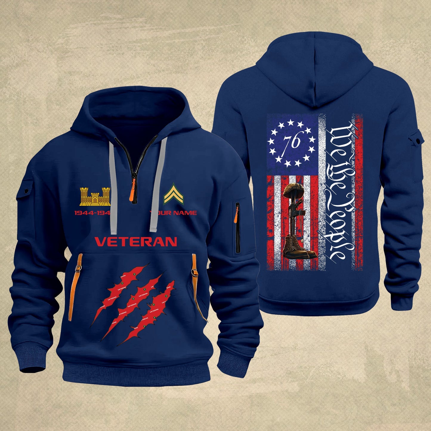 Army Branch - Personalized We The People 250th USA Zip Hoodie Multicolor – Custom Military Branch, 1776–2026, Custom Name - 17690400