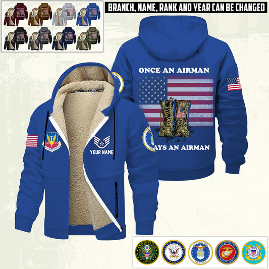 Air Force Command - Personalized US Soldier/ Veteran With Name And Rank Hoodie Zip Velvet Coat - 17362944